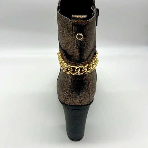 G By Guess - Greedy Gold Glitter Moto Boot With Gold Chain Size 10 - Picture 10 of 15